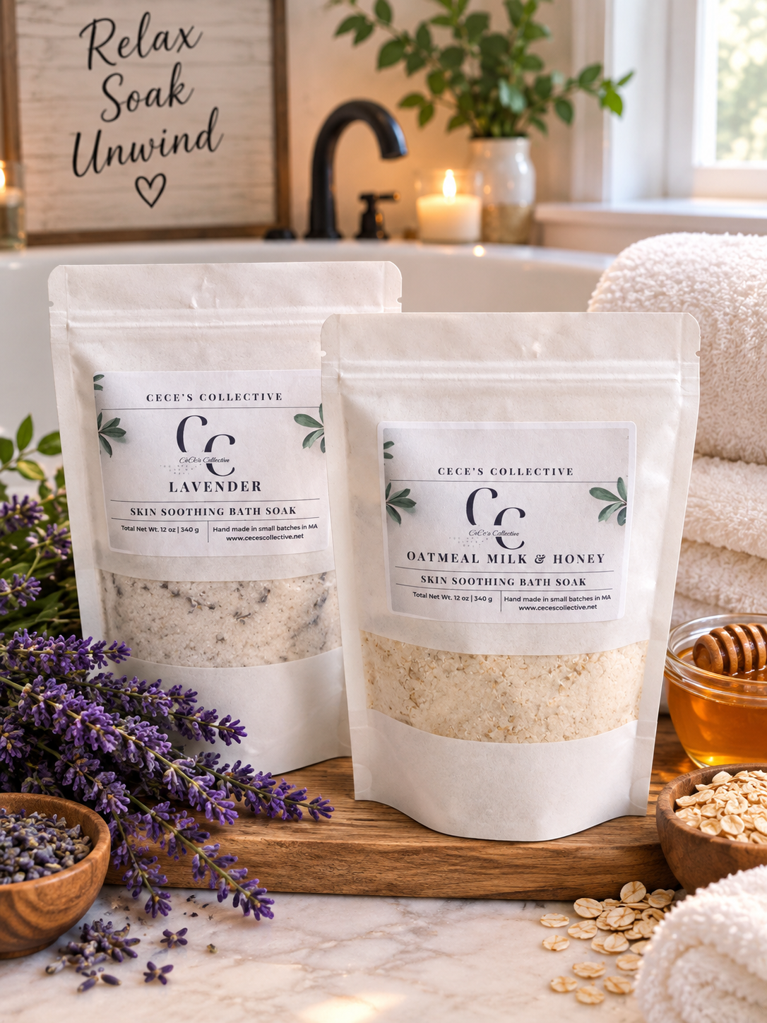 Lavender and Oatmeal Milk and Honey Bath Soaks by Cece's Collective